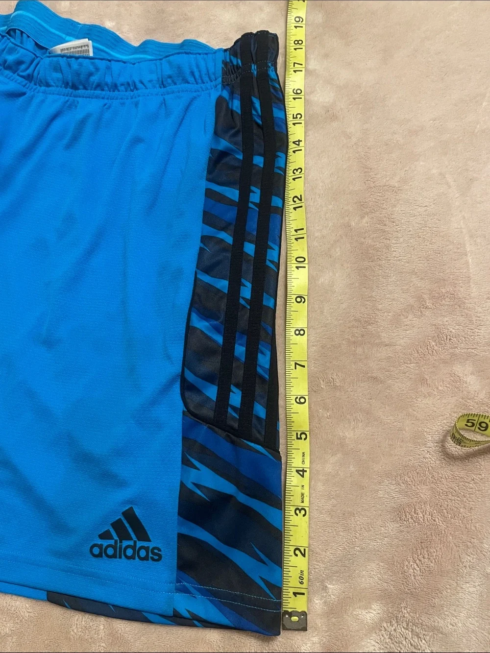 adidas Men's Bright Blue Athletic Shorts with Black Side Panels